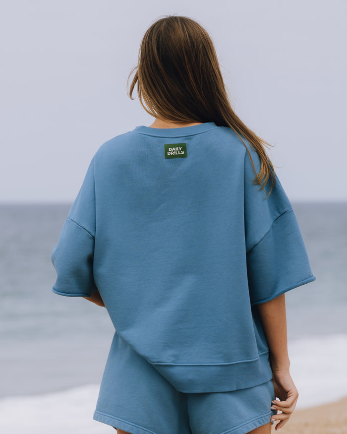Cropped Sleeve Crew - Cabana