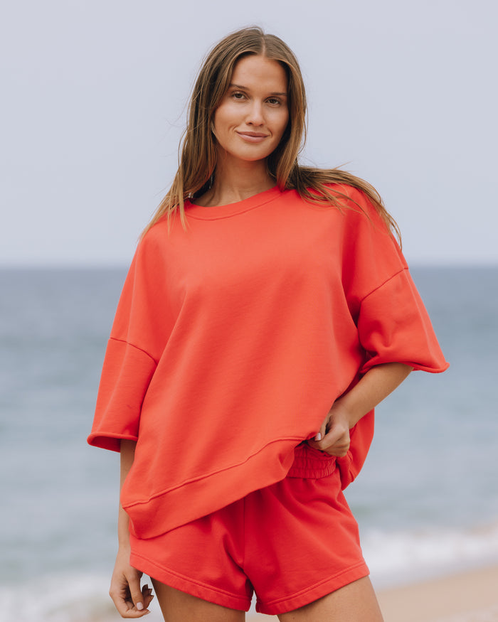 Cropped Sleeve Crew - Heart