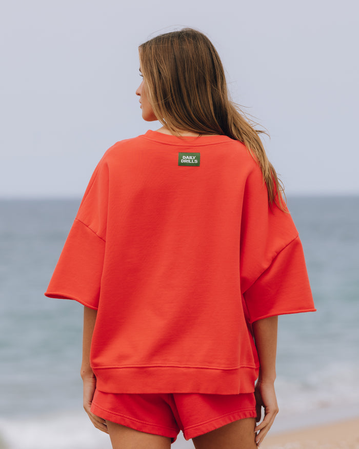 Cropped Sleeve Crew - Heart