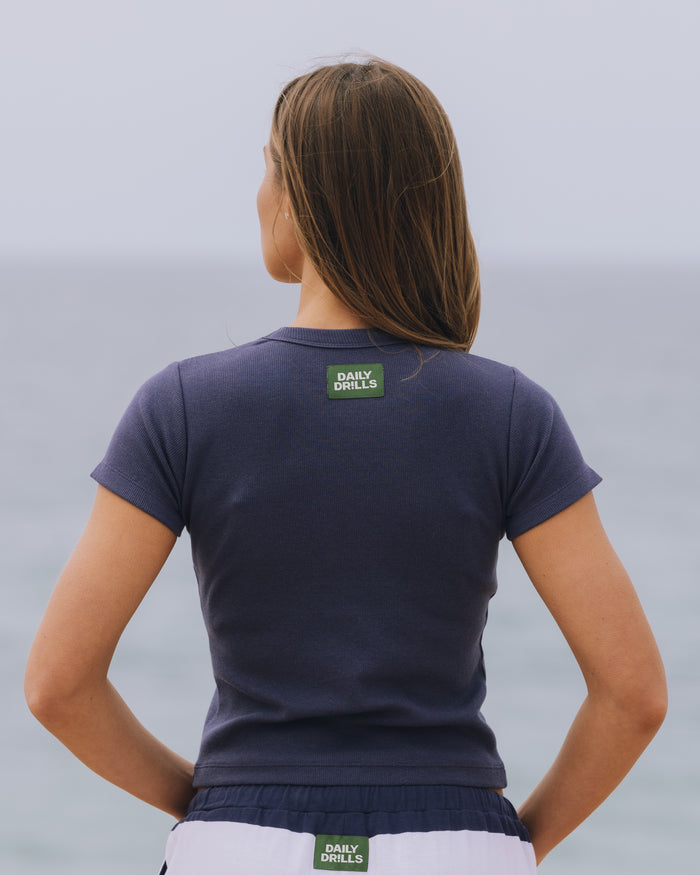 Ribbed Baby Tee - Navy