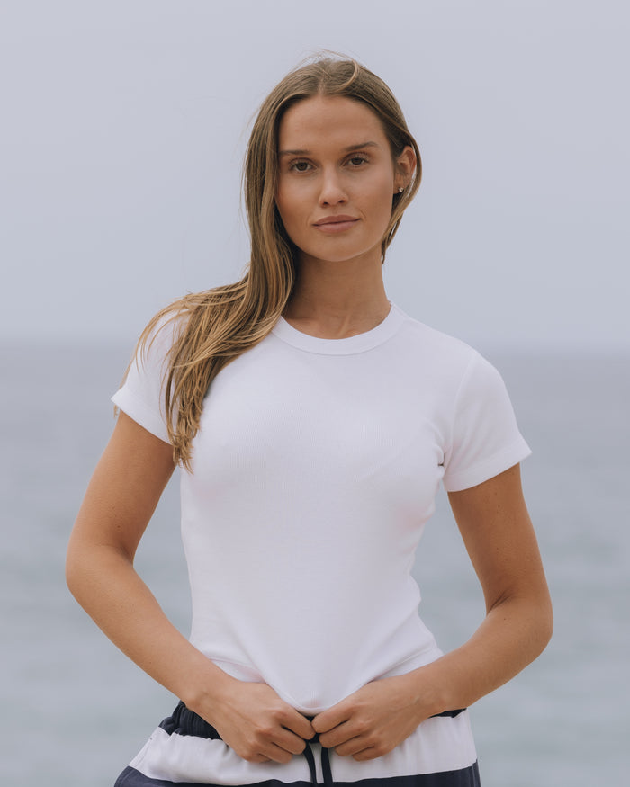 Ribbed Baby Tee - White