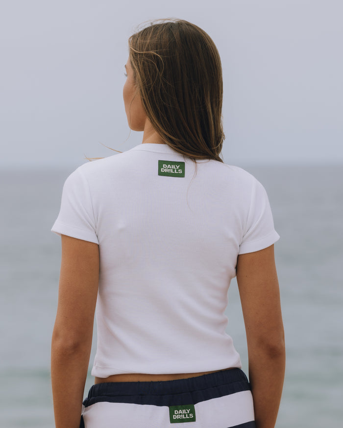 Ribbed Baby Tee - White