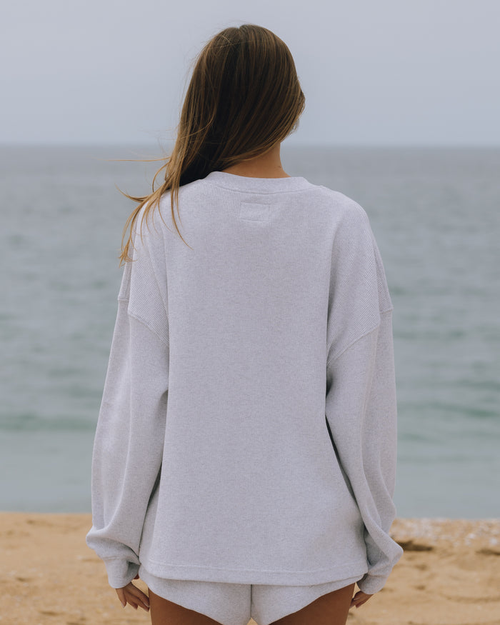 Oversized Thermal Henley - Light Grey
