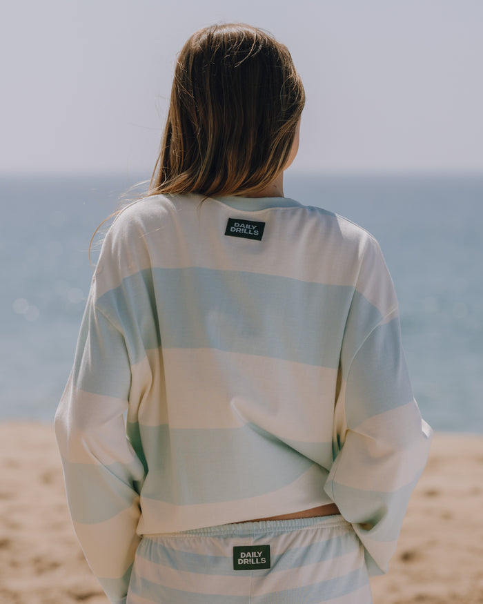 Oversized Long Sleeve - Lake Day + Cream Stripe