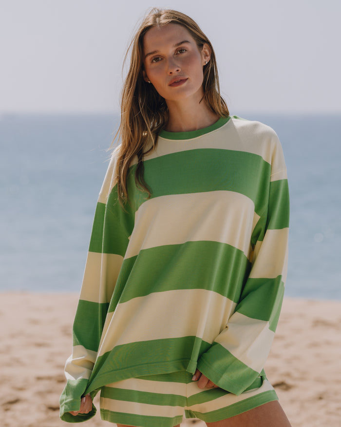 Oversized Long Sleeve - Lucky + Lemonade Stripe