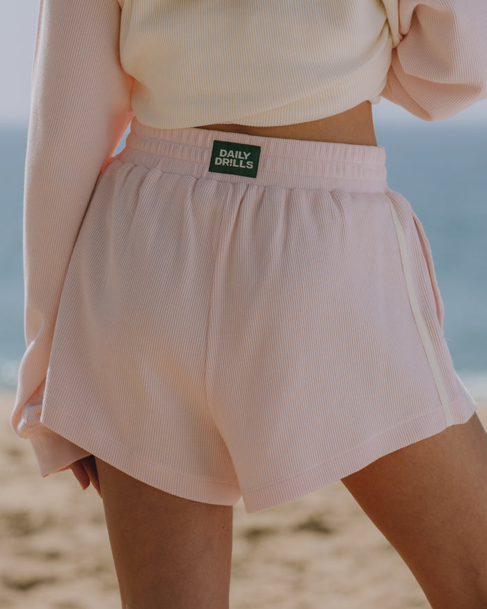 Thermal Resort Shorts with Stripes - Cupid + Cream