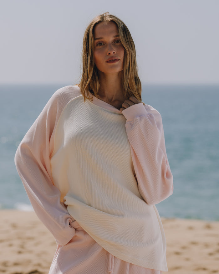 Oversized Raglan Thermal - Cupid + Cream
