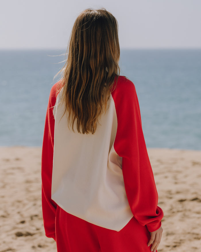 Oversized Raglan Thermal - Heart + Cream