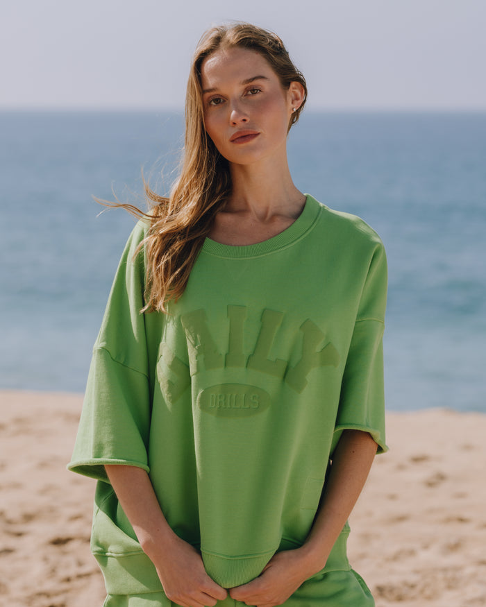 Cropped Sleeve Daily Crew - Lucky