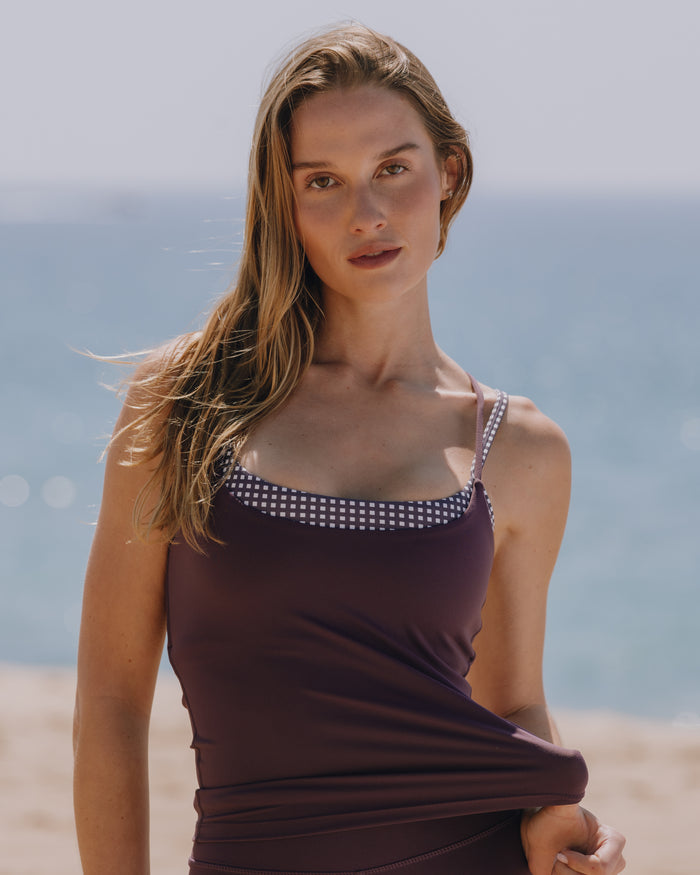 Go! Layered Tank - Plum + Gingham