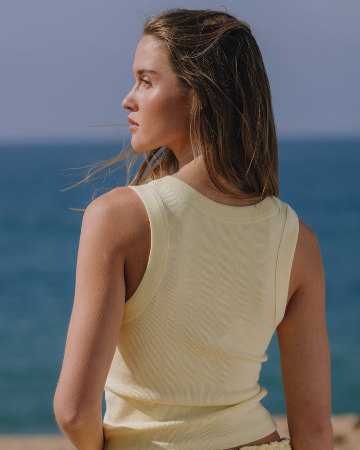 Logo Ribbed Tank - Lemonade