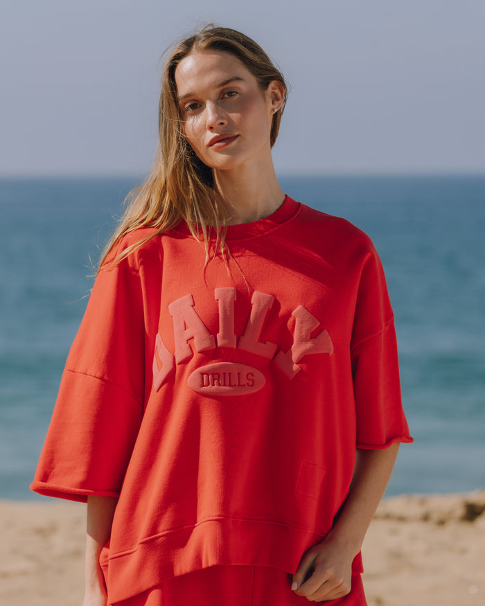 Cropped Sleeve Daily Crew - Heart