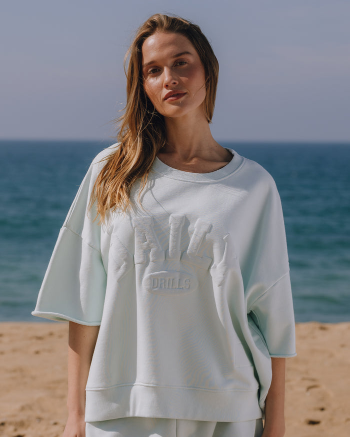 Cropped Sleeve Daily Crew - Lake Day