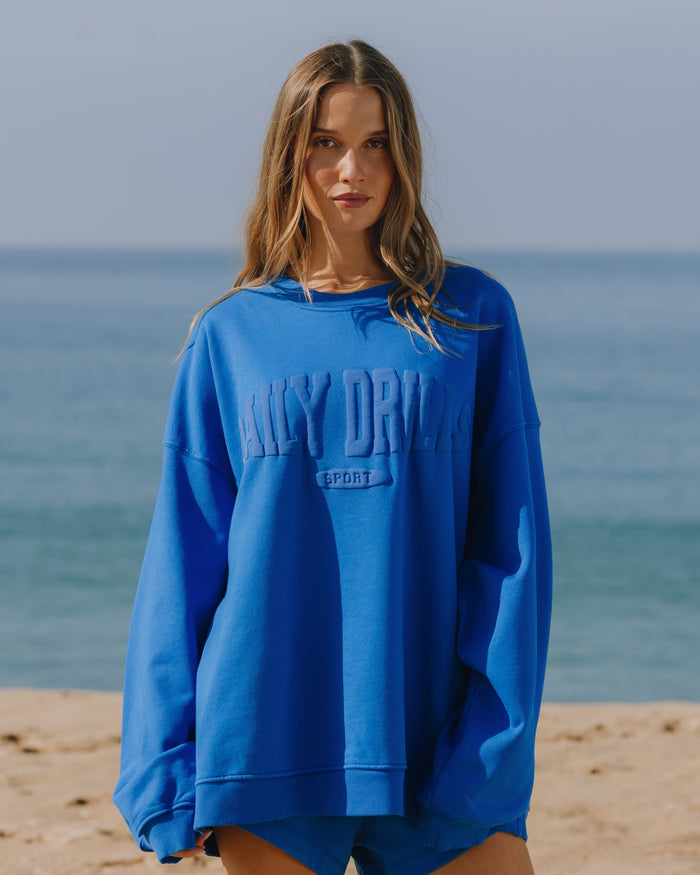 Oversized Sport Crew - Cobalt with Monochrome Patch