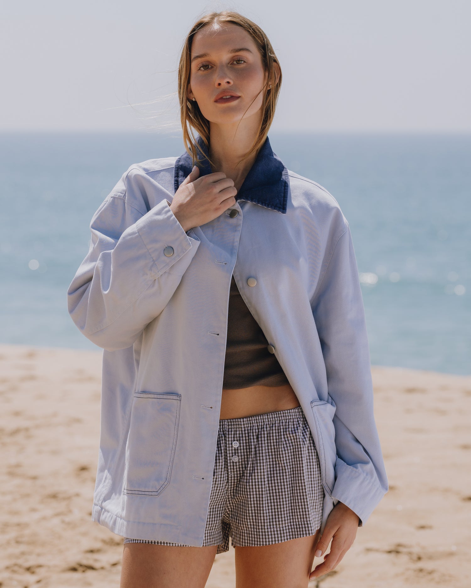 Barn Jacket - Mist + Navy Collar – shopdailydrills