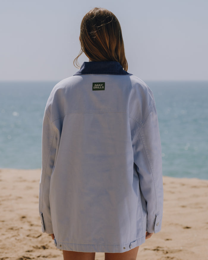Barn Jacket - Mist + Navy Collar