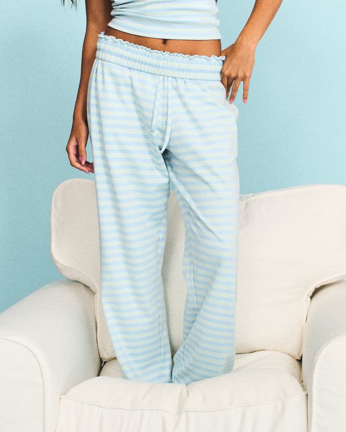 Striped Cotton Pants - Powder + Lake Day Stripe
