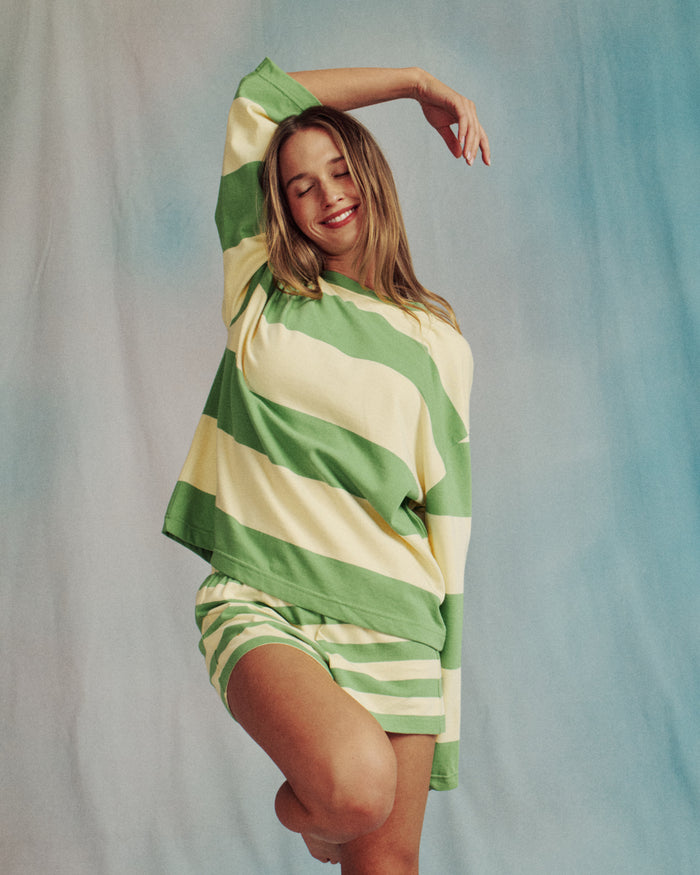 Oversized Long Sleeve - Lucky + Lemonade Stripe