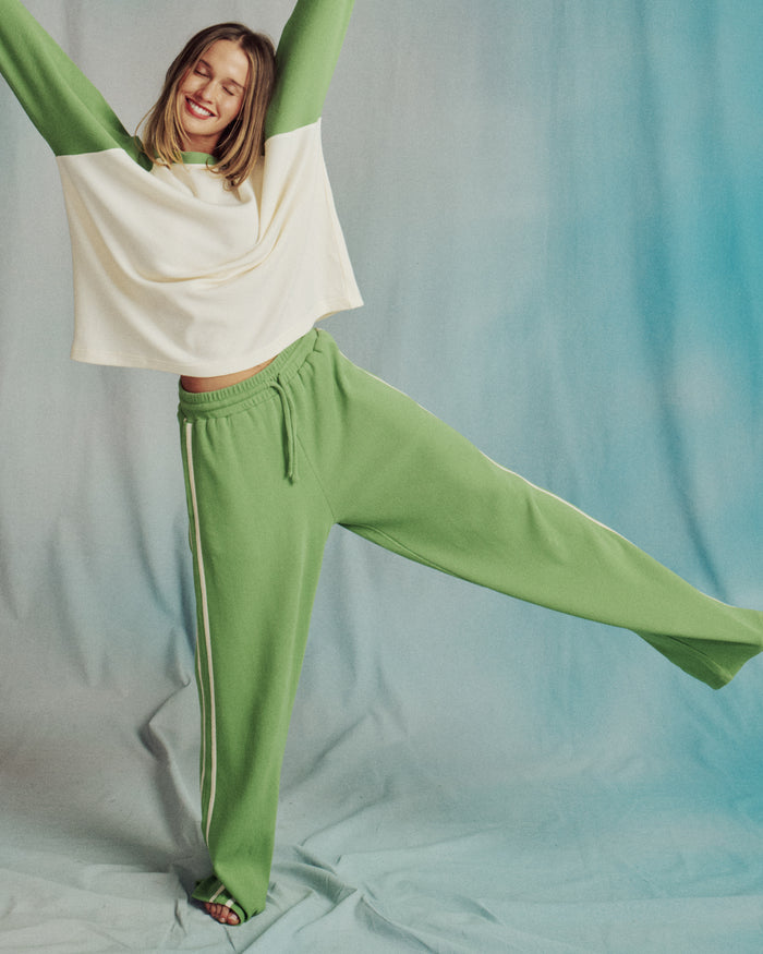 Thermal Resort Pants with Stripes - Lucky + Cream
