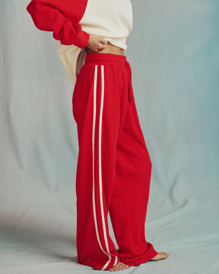 Thermal Resort Pants with Stripes - Heart + Cream