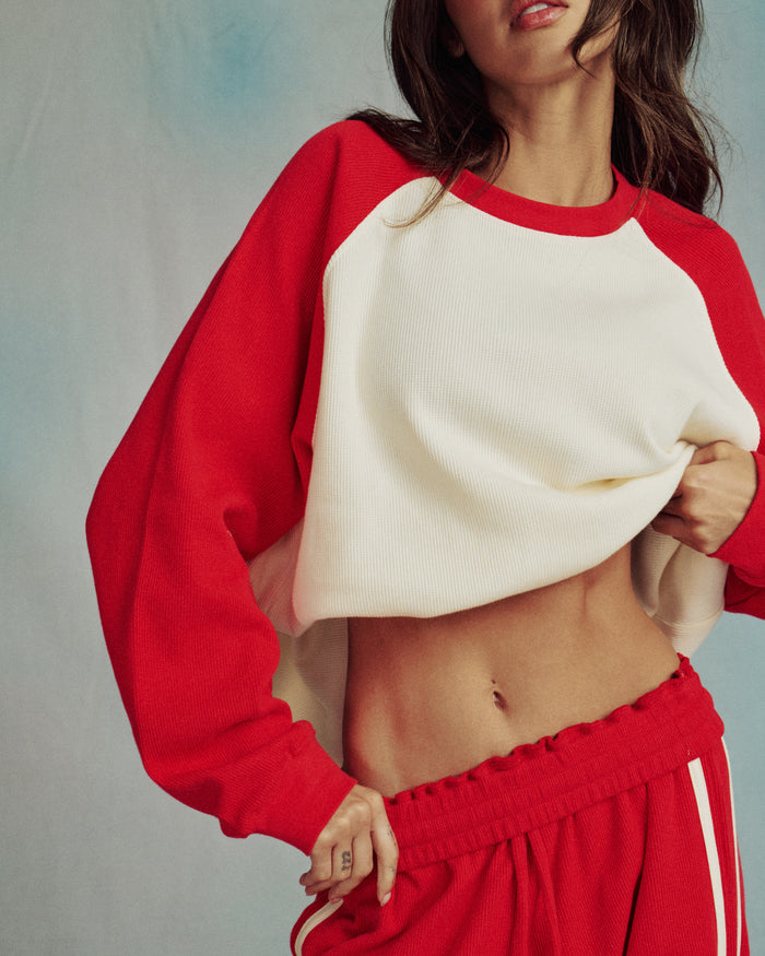 Oversized Raglan Thermal - Heart + Cream