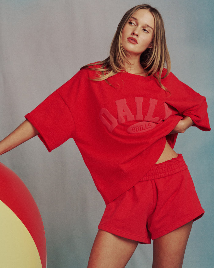 Cropped Sleeve Daily Crew - Heart