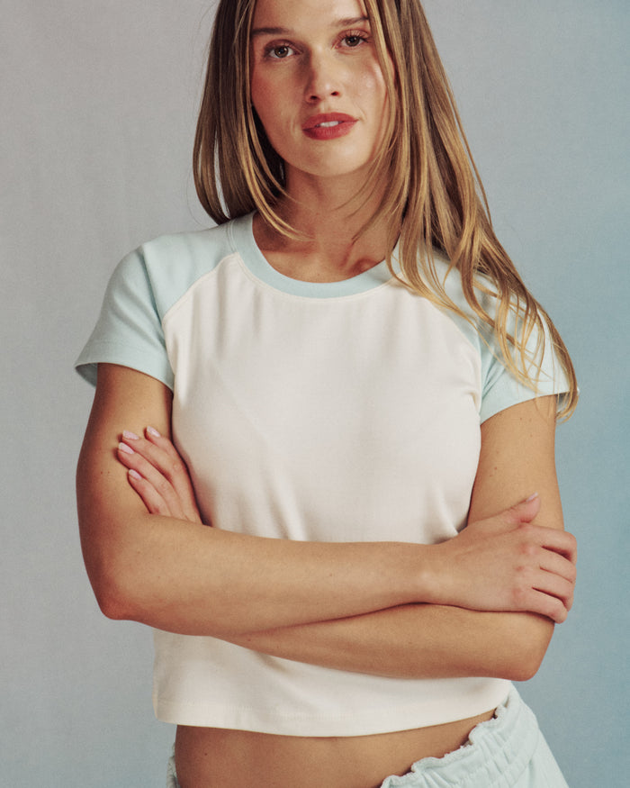 Raglan Everyday Tee - Lake Day + Cream