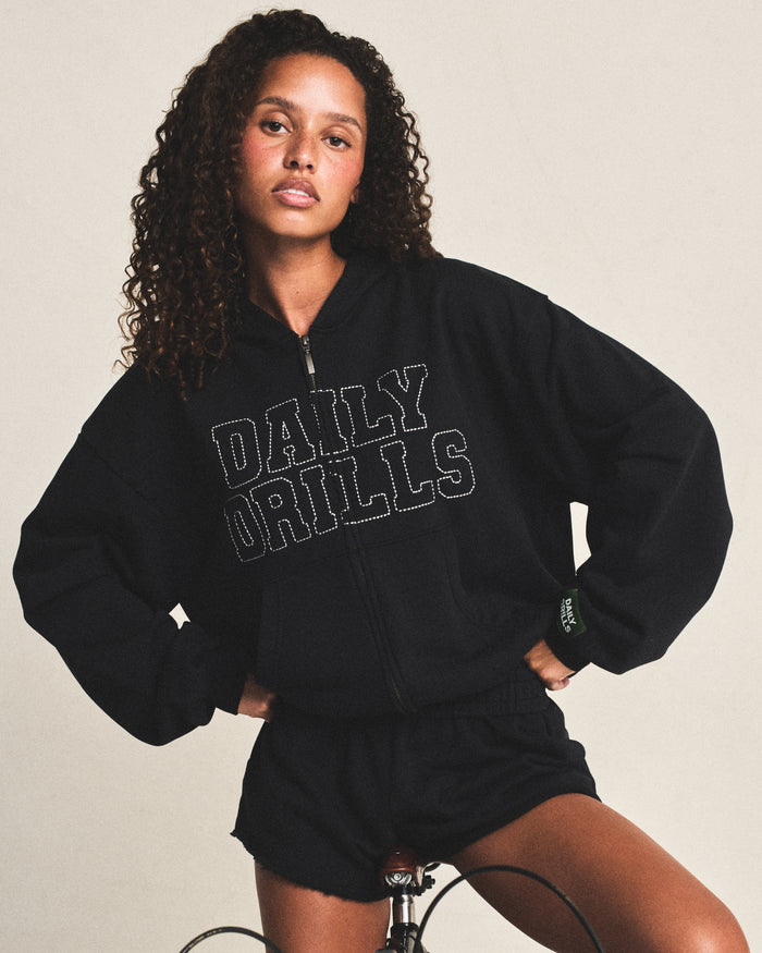 Daily Zip Hoodie - Black