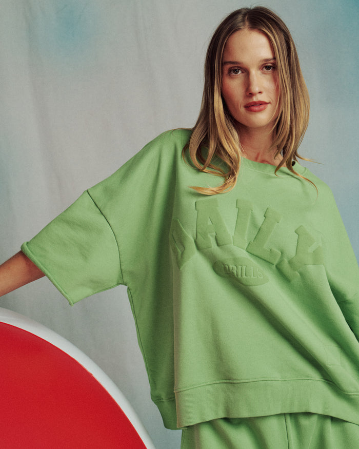 Cropped Sleeve Daily Crew - Lucky