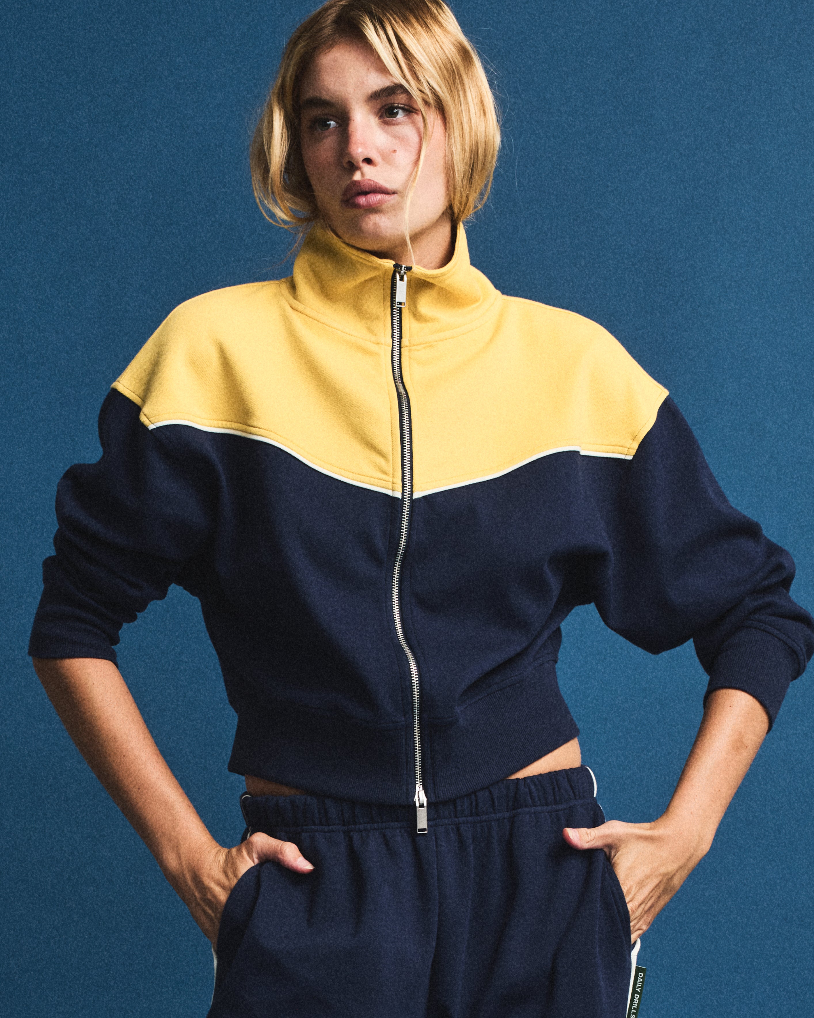 Lightweight Scuba Zip Jacket - Navy + Sunny