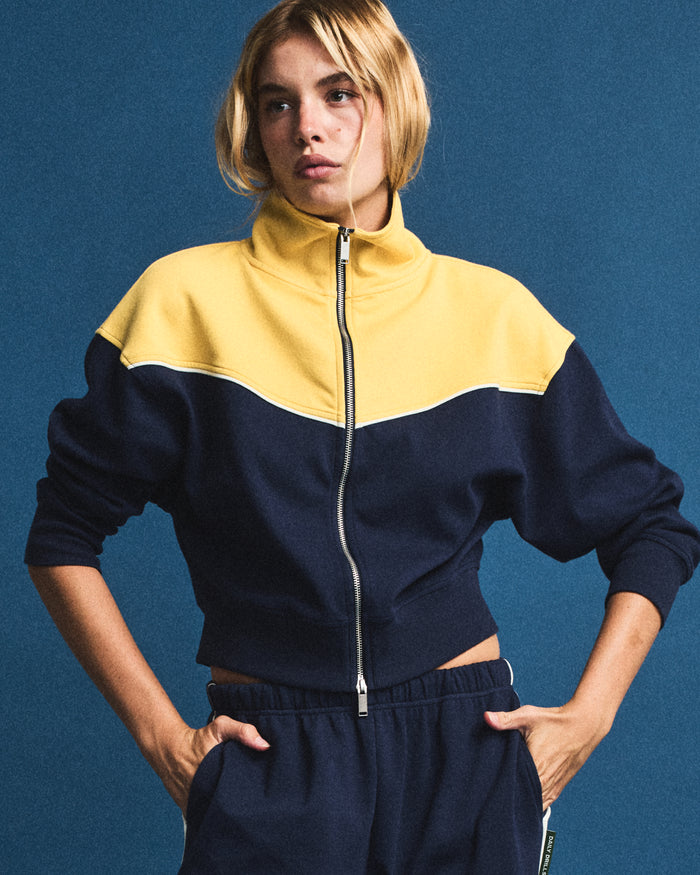 Lightweight Scuba Zip Jacket - Navy + Sunny