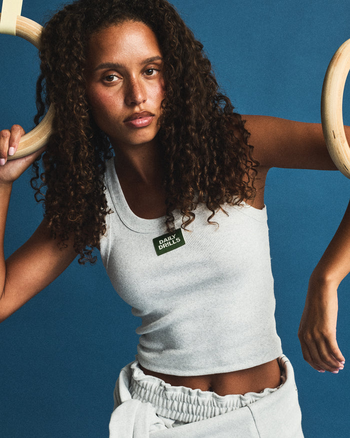 Logo Ribbed Tank - Heather Grey