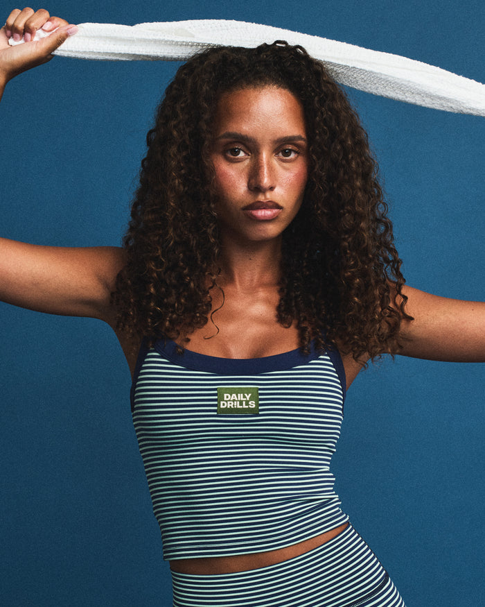 Play! Everyday Tank - Navy + Mint Stripe