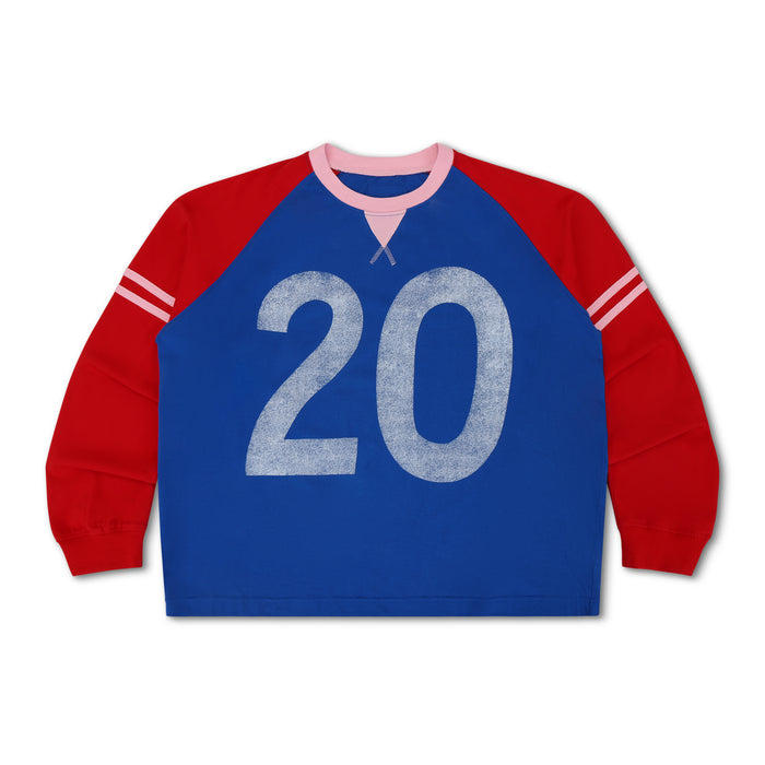 Oversized Long Sleeve Raglan - Cobalt + Vintage Red + Taffy