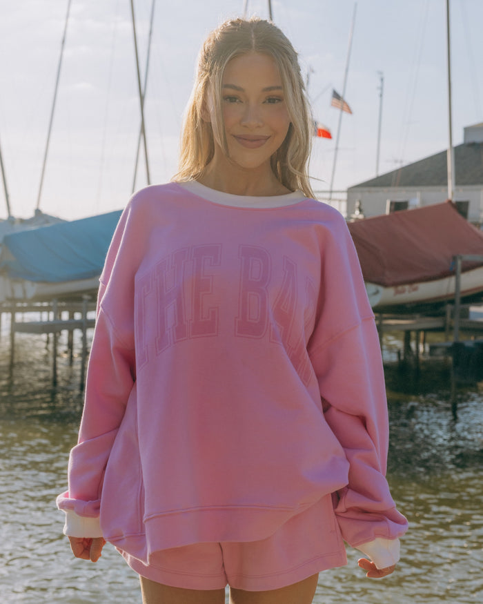 DD x The Bar Reversible Oversized Crew - Taffy + White with Monochrome Patch