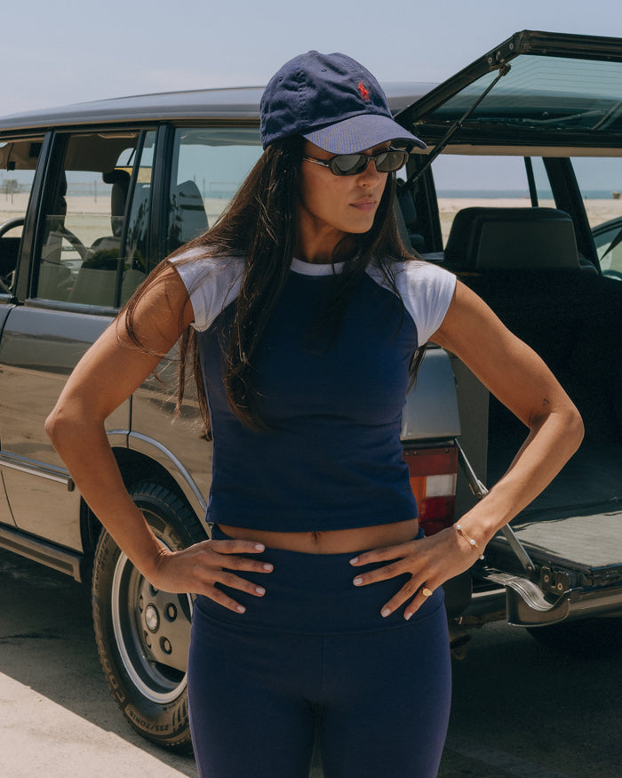 Cotton Lounge! Raglan Tee - Navy + Mist Sleeve