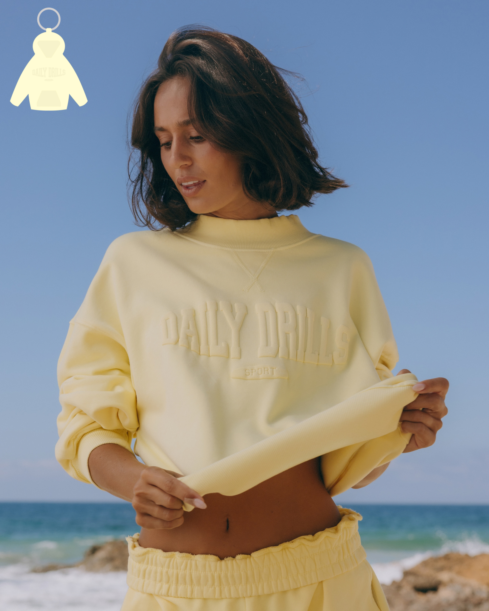 Vintage Sport Crew - Lemonade with Monochrome Patch