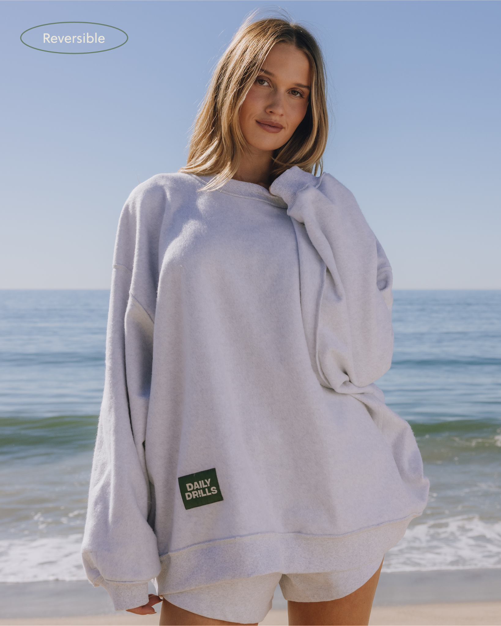 Oversized Fleece Crew - Heather Grey – shopdailydrills