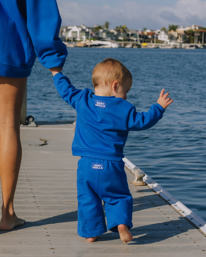 Baby Drills Sport Crew Set - Cobalt with Monochrome Patch