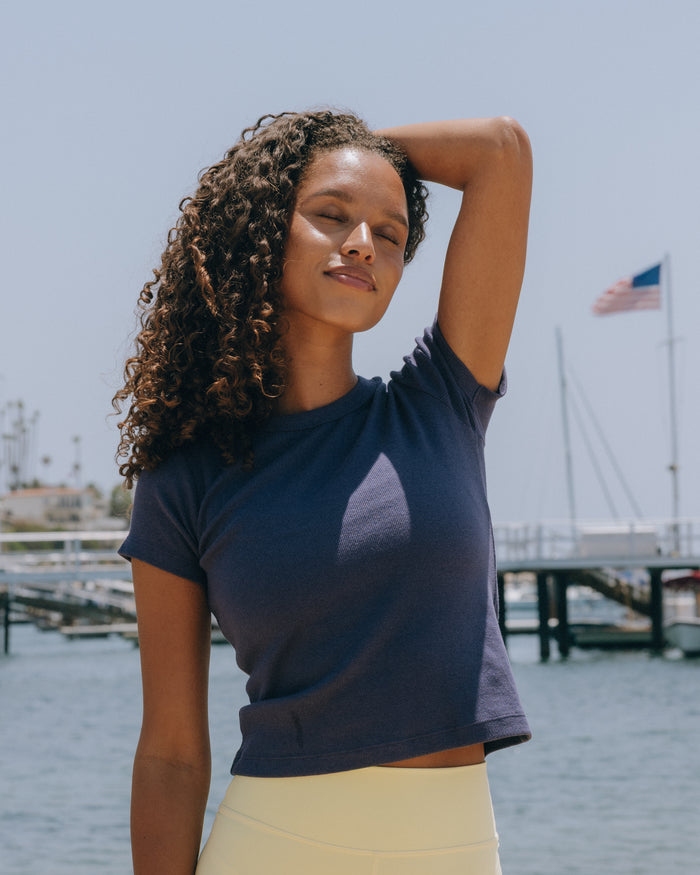Ribbed Baby Tee - Navy