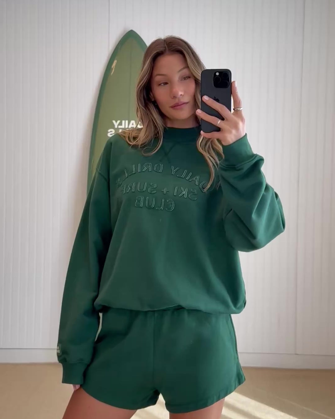Oversized Vintage Ski + Surf Crew - Forest Green – shopdailydrills