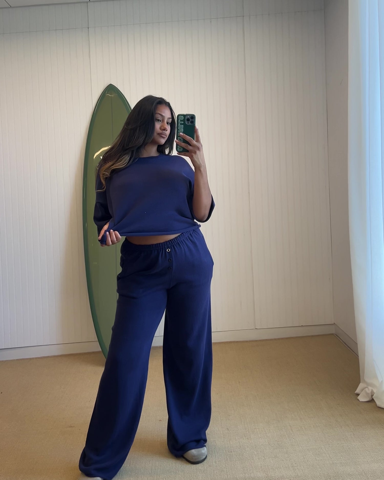 Beach Knit Cropped Sleeve - Navy – shopdailydrills